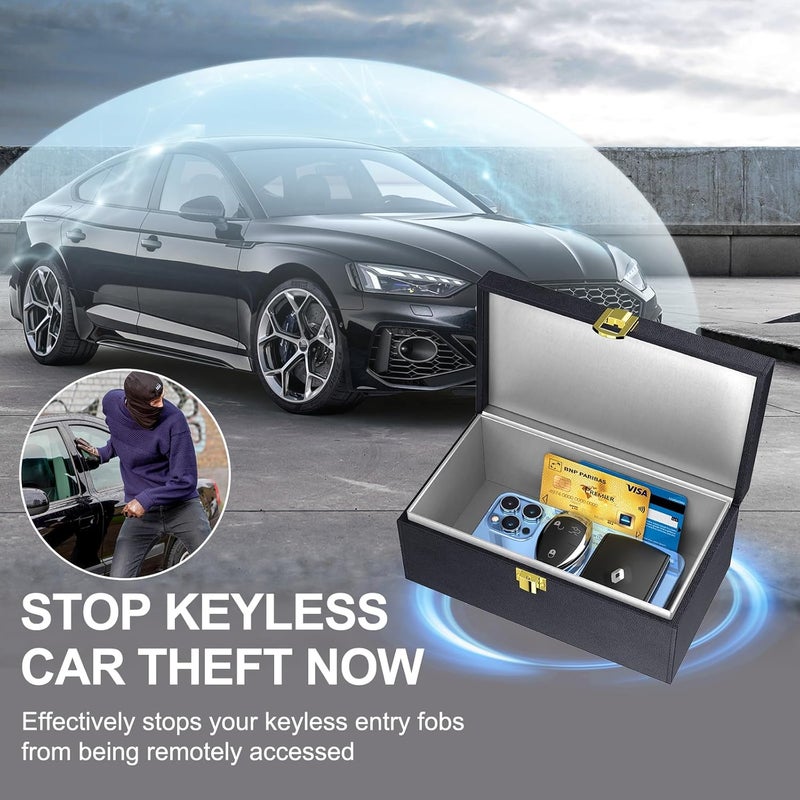 Samfolk Faraday Box with Faraday Bags for Car Keys, Car Key Signal Blocking Box, Keyless Entry Car Key Safe Protector Anti-Theft Shielding Cage - Image 2
